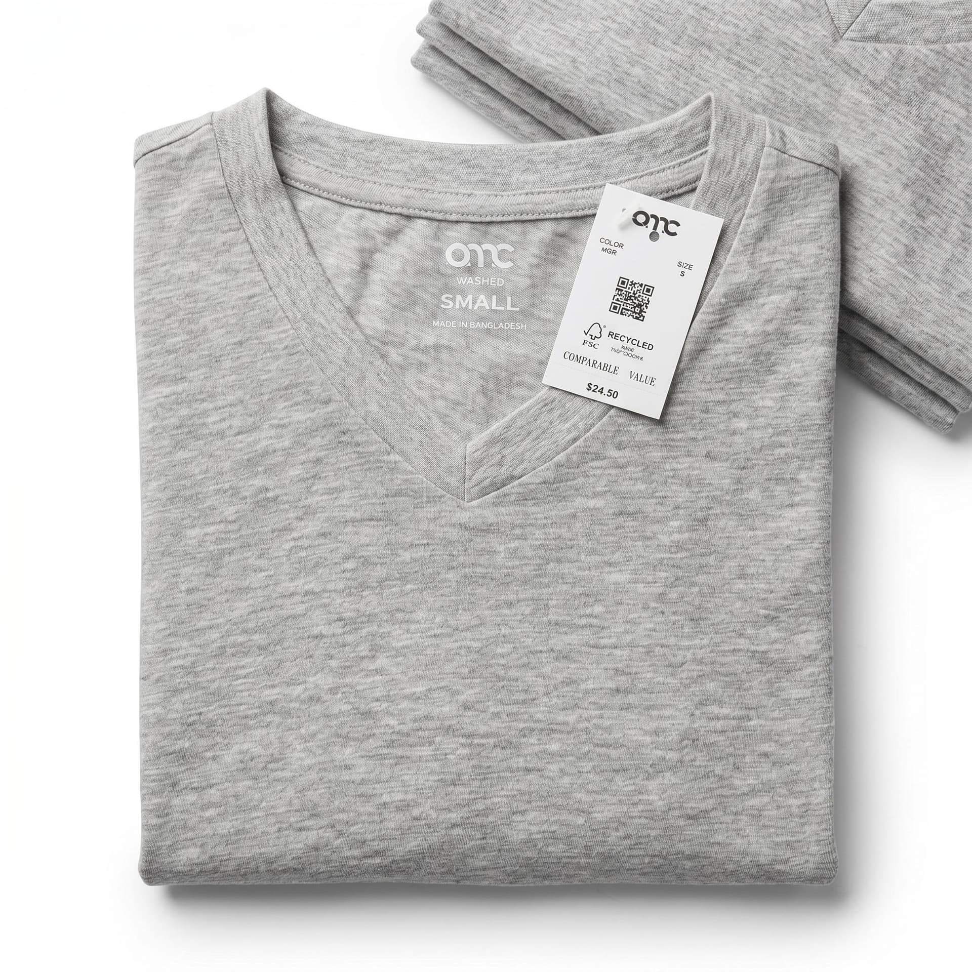 OMC Washed V-Neck Cotton T-Shirt view 2